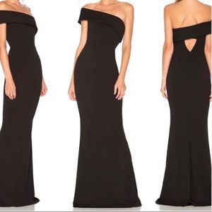 Katie May. Off the shoulders Black Gown. Size 4 - hemmed for 5’2. Worn once.